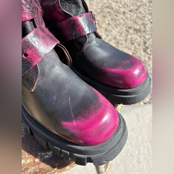 A.S.98 HAMISH FUCHSIA DAMI MOTO BRUSH OFF PLATFORM BIKER BOOTS - Picture 12 of 16